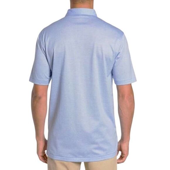PETER MILLAR Crown Ease Briarwood Stripe Nanoluxe Polo Shirt Men L Cotton Blue - Picture 2 of 13